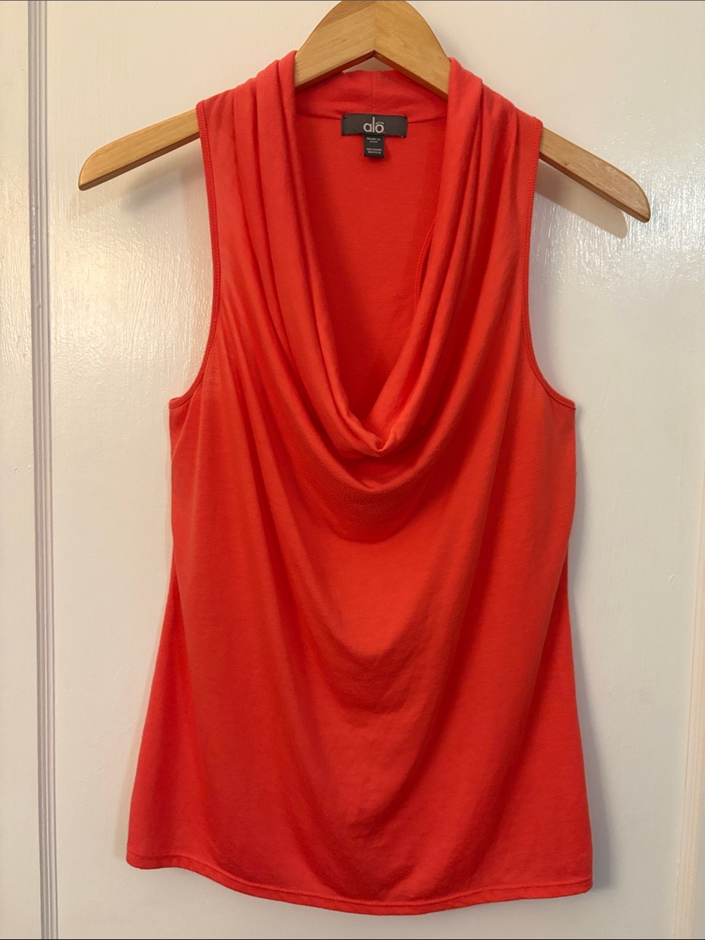 Alo Yoga Coral Orange "Glimpse" Cowl Neck Racerback Tank Top - Size M
